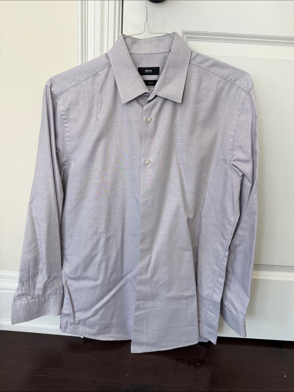 BOSS Cotton Men's Light Lavender Micro-Dot Dress Shirt